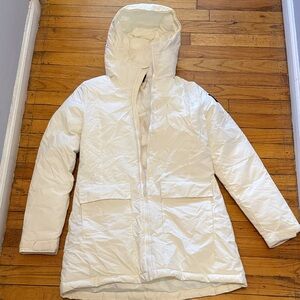 Adidas Women's White Hooded Puffer Jacket